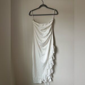 Lulu's White Satin Dress